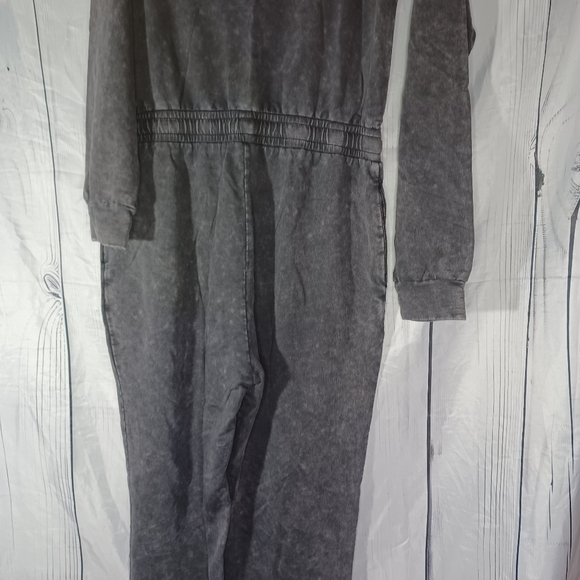 Lane 201 Faded Black Off The Shoulder Jumpsuit with Drawstring - Picture 13 of 14